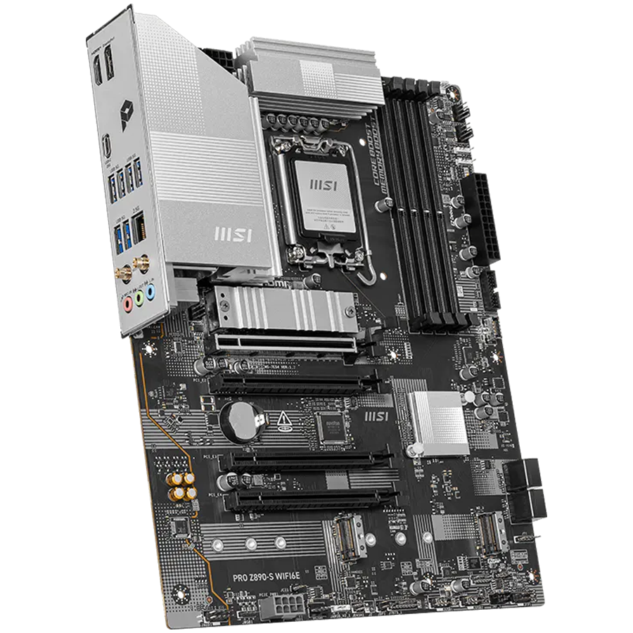 MSI PRO Z890-S WIFI6E, LGA 1851, Dual Channel DDR5 up to 8800(OC)MHz, 4x PCIe x16 slots, 3x M.2 slot, 6x USB 3.2 Gen 1, 1x USB 3.2 Gen 2x2 Type-C, 1x HDMI, 1x DP, 2.5Gbps LAN, WIFI6E, 7.1 Audio, 3Y thumbnail 3
