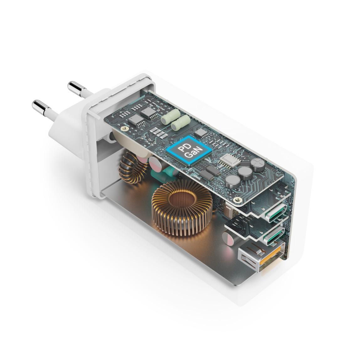 HAMA Комплект Бързо зарядно и кабел за зареждане, 100 W GaN, 2x USB-C PD, 1x USB-A QC thumbnail 6