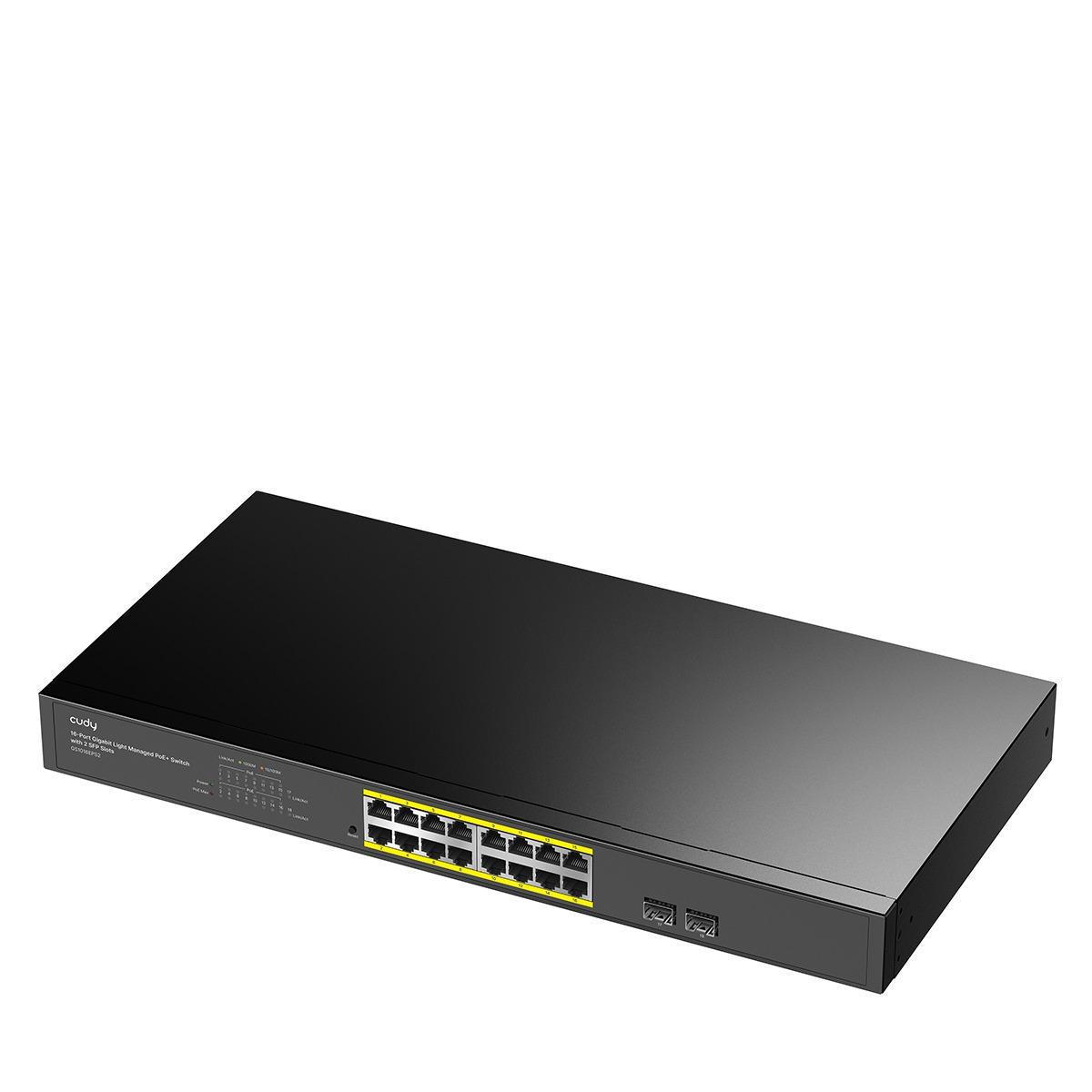 Суич Cudy GS1016EPS2, 16 портов, управляем Gigabit PoE+, 2x Gigabit SFP слота thumbnail 1