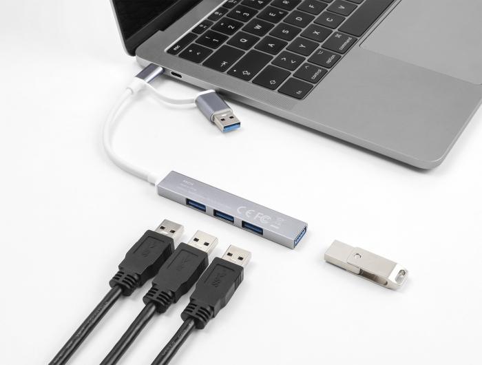 USB хъб Delock, USB-C / USB-A - 3 x USB-A 2.0 + 1 x USB-A 5 Gbps thumbnail 2