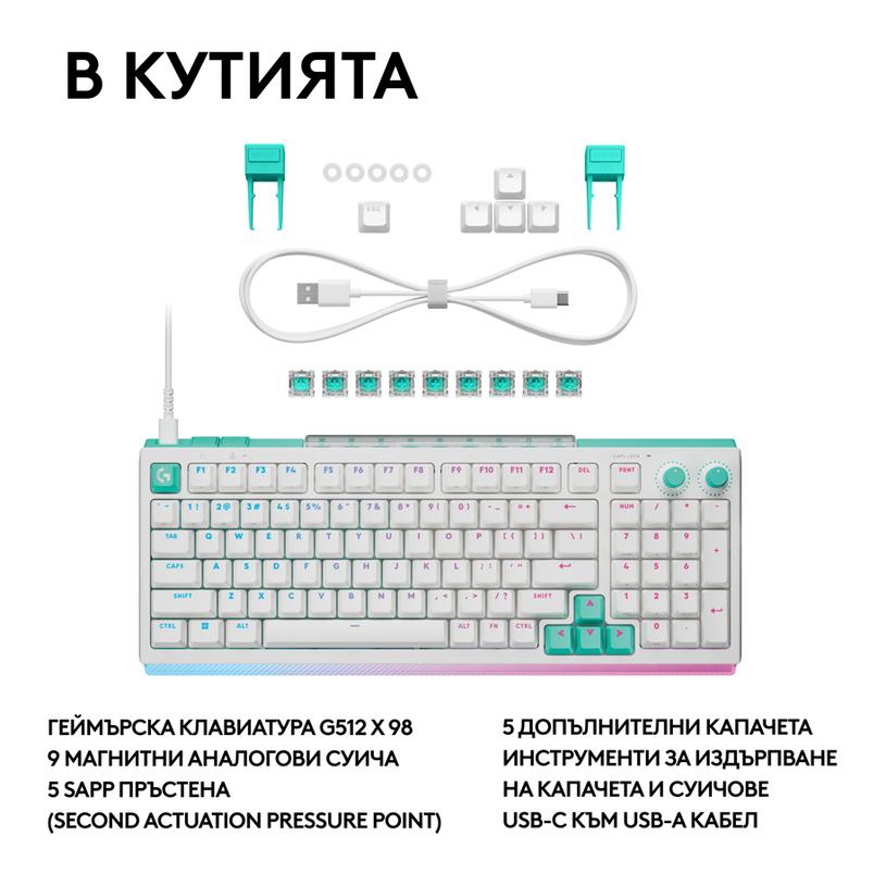 Геймърска механична клавиатура Logitech G512 X 98 - Dual Swap Analog/Mechanical Switch - White thumbnail 5