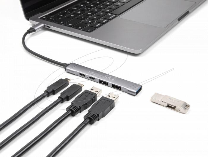 Delock Хъб USB-C, 4 порта, 1 x USB-A 10 Gbps, 2 x USB-A, 1 x USB-C, USB-C PD 95 W thumbnail 1