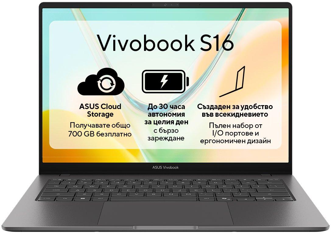 Лаптоп ASUS Vivobook S16 S5608QA-MB234W - 16.0"  IPS Full HD+, Qualcomm Snapdragon X X1-26-101, 16GB LPDDR5X, 256GB SSD - Win11 Home thumbnail 2