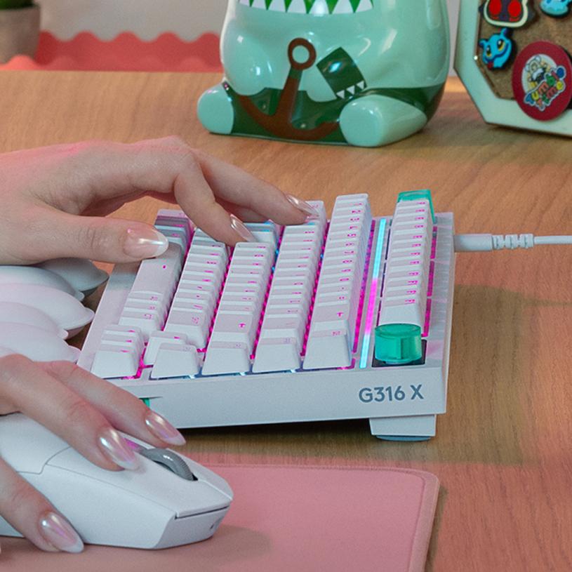 Геймърска механична клавиатура Logitech G316 X 75 - Hot-Swappable Tactile Switch - Бял thumbnail 4