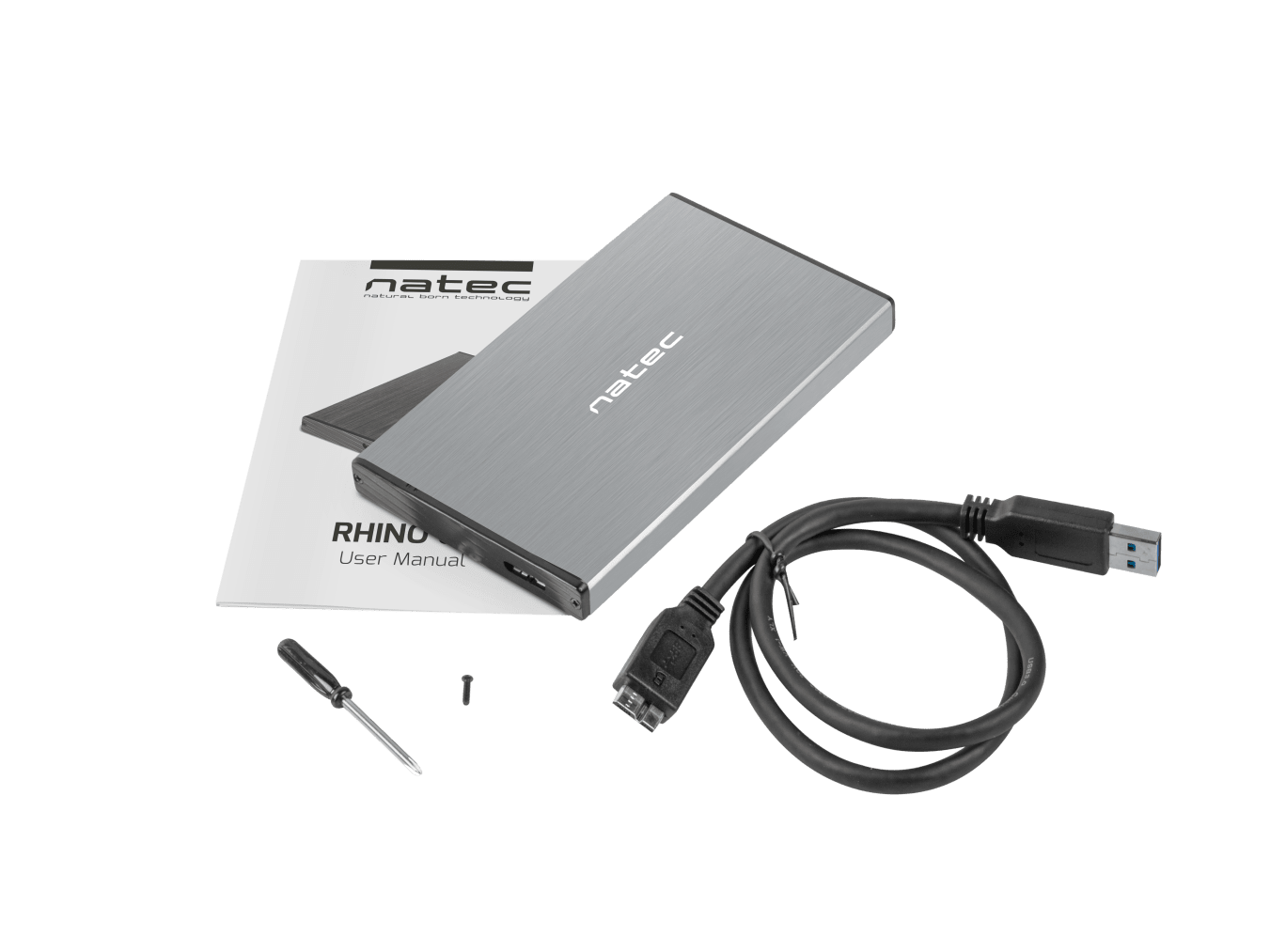 Чекмедже за SSD/HDD 2.5’’, Natec Rhino Go, USB 3.0, Сив thumbnail 5