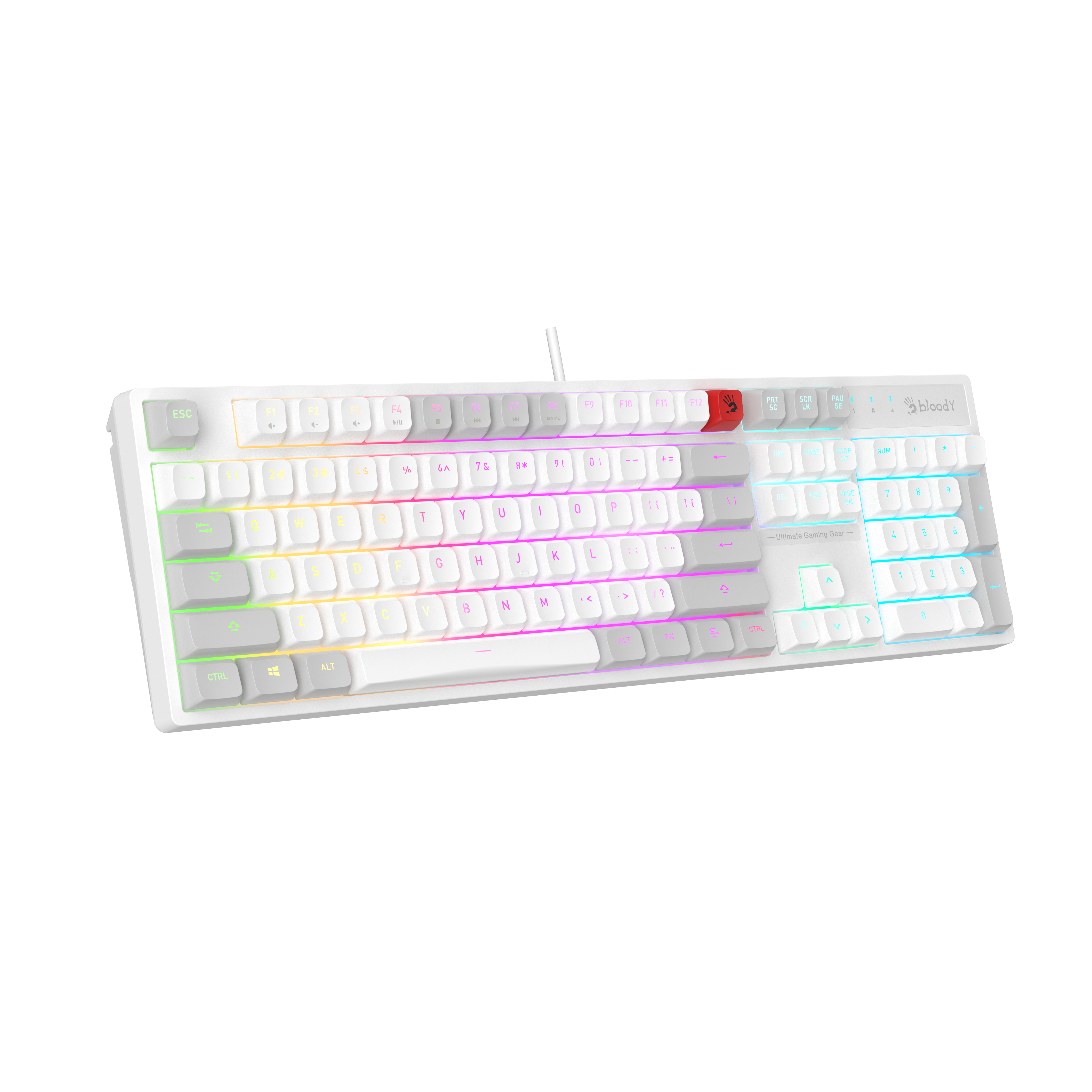 Геймърска клавиатура A4Tech Bloody B230N Neon Backlit - Бяла thumbnail 1