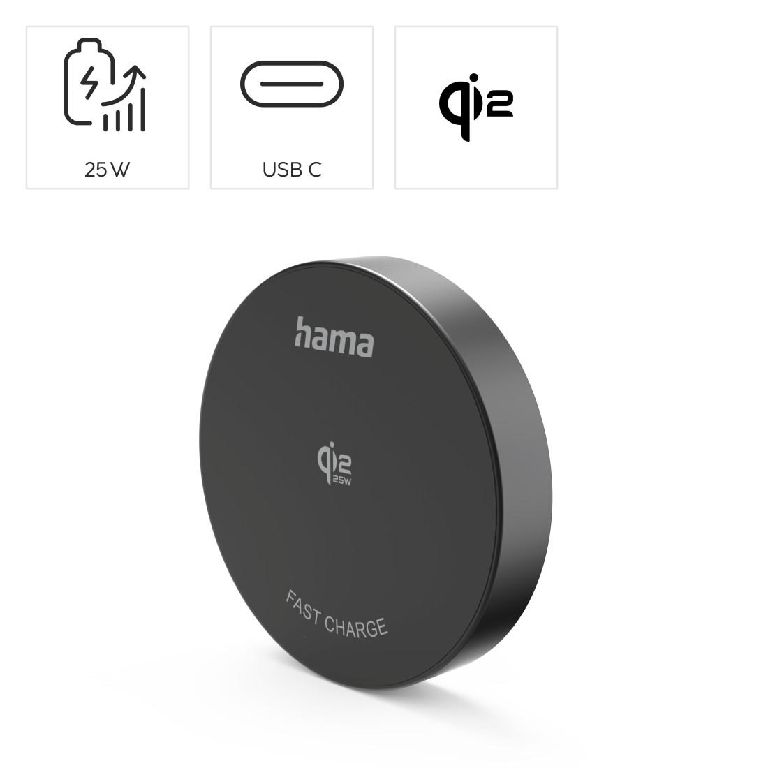 HAMA Безжично зарядно устройство Qi2 25W, бързо зареждане, черно thumbnail 6