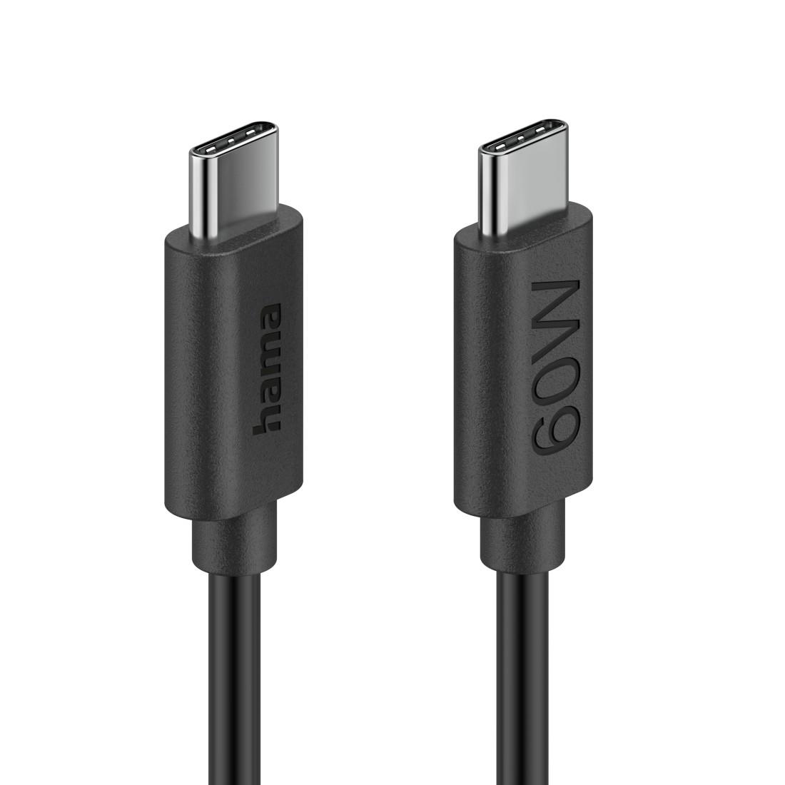 HAMA Кабел за зареждане USB-C - USB-C, 60 W, 1.2 м, черен thumbnail 4
