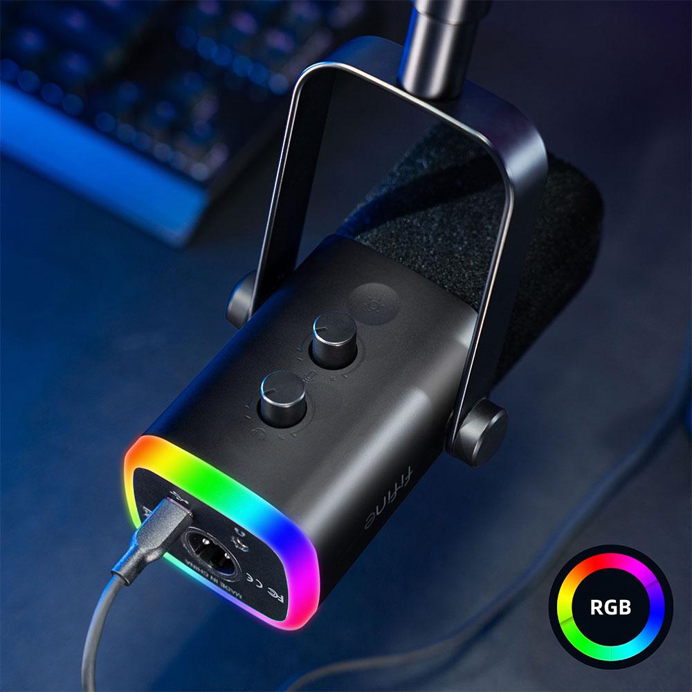 Микрофон със стойка FIFINE AM8T Dynamic RGB - Black thumbnail 4
