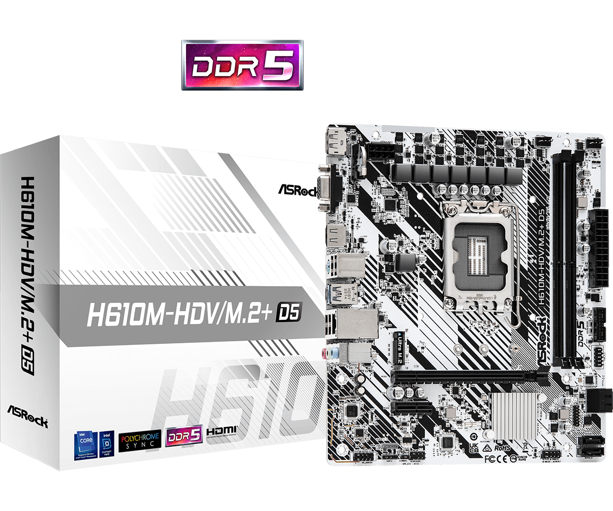 Дънна платка ASRock H610M-HDV/M.2+ D5 LGA1700 thumbnail 3