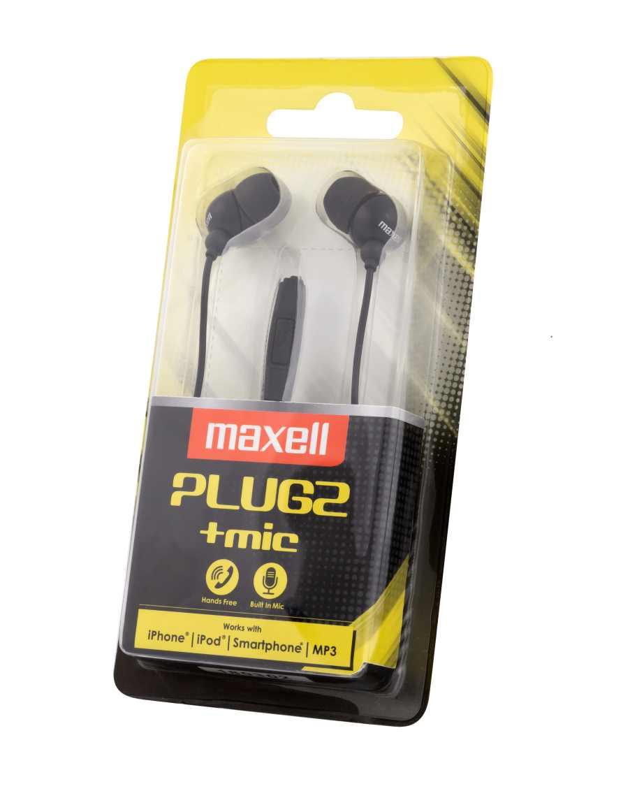 Слушалки  с микрофон MAXELL PLUGZ черна thumbnail 1