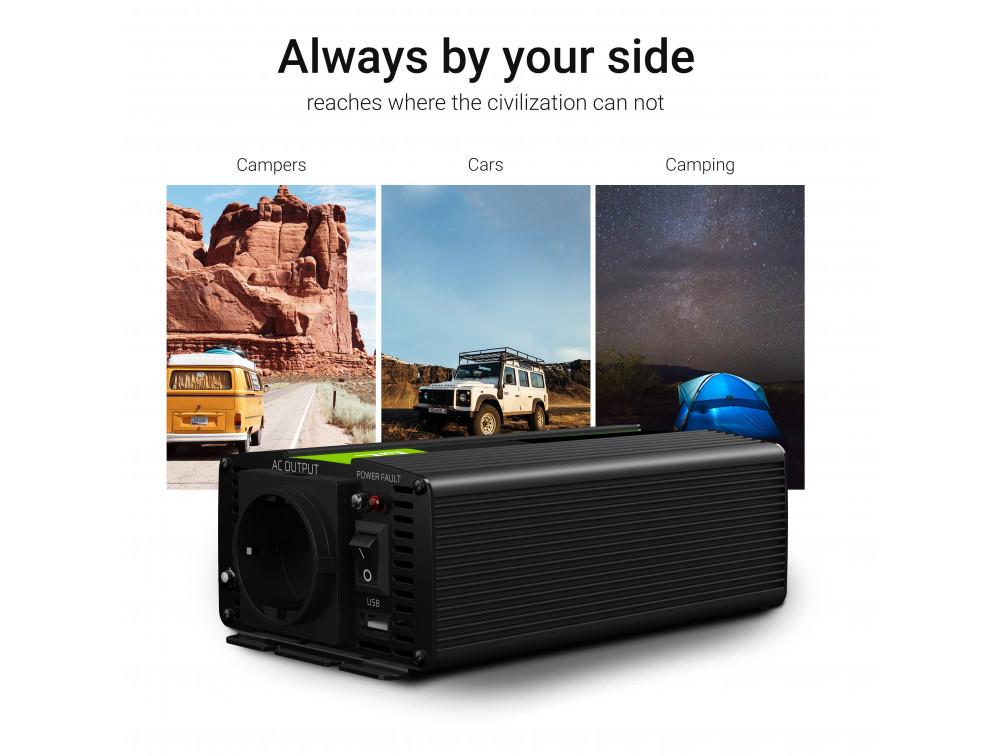 Инвертор GREEN CELL, 12/220V,  DC/AC, 1500W/3000W, Модифицирана синусоида thumbnail 1