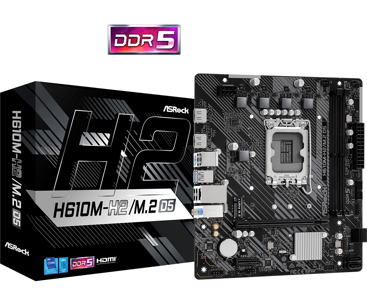 Дънна платка ASRock H610M-H2/M.2, DDR5, mATX thumbnail 4