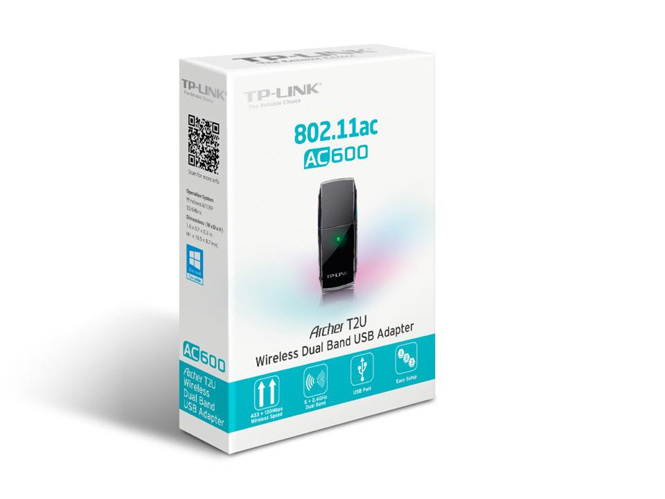 Безжичен адаптер TP-LINK Archer T2U, AC600, Dual band, USB, вградена антена thumbnail 5