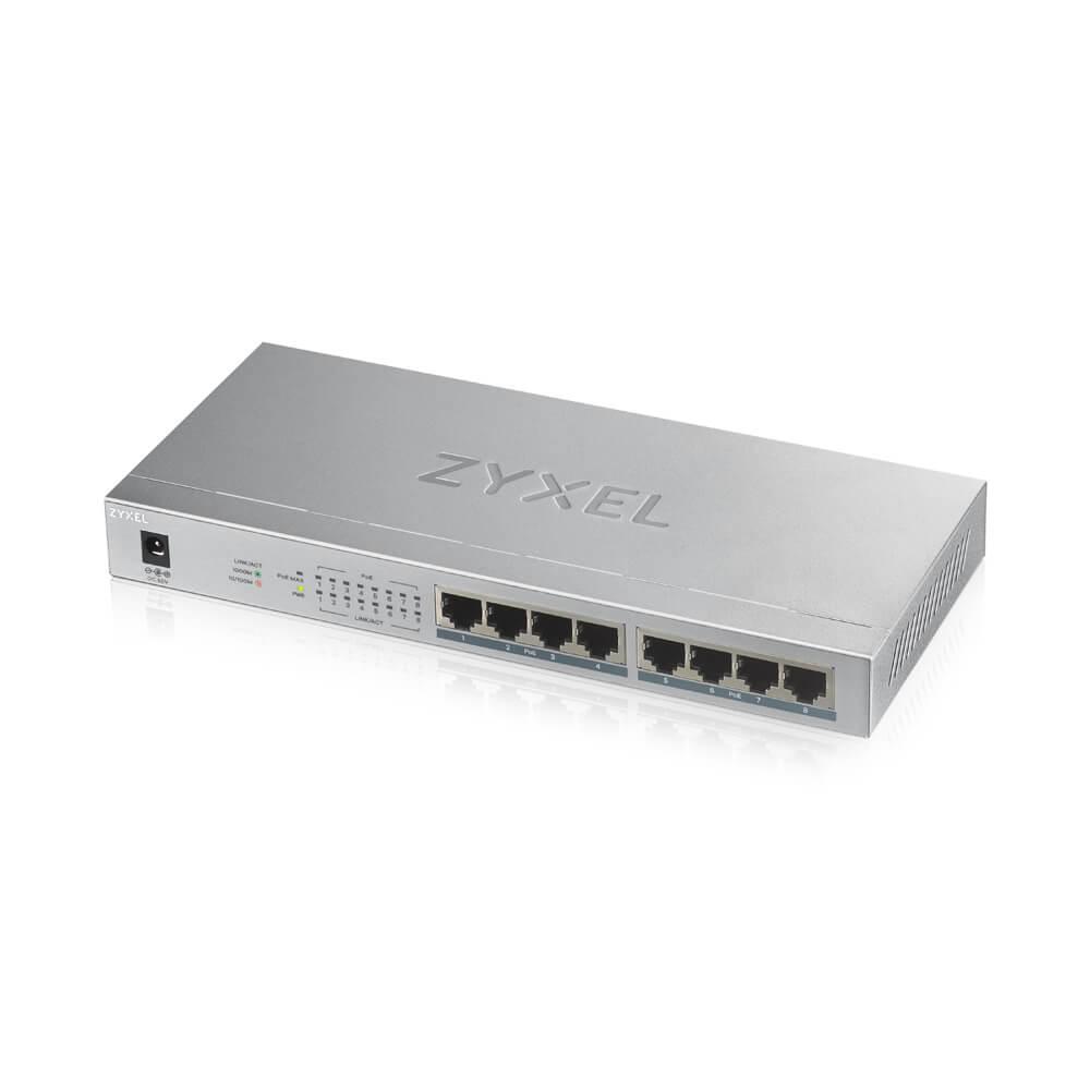 Суич ZyXEL GS1008-HP, 8-портов гигабитов неуправляем PoE+, 60W thumbnail 2
