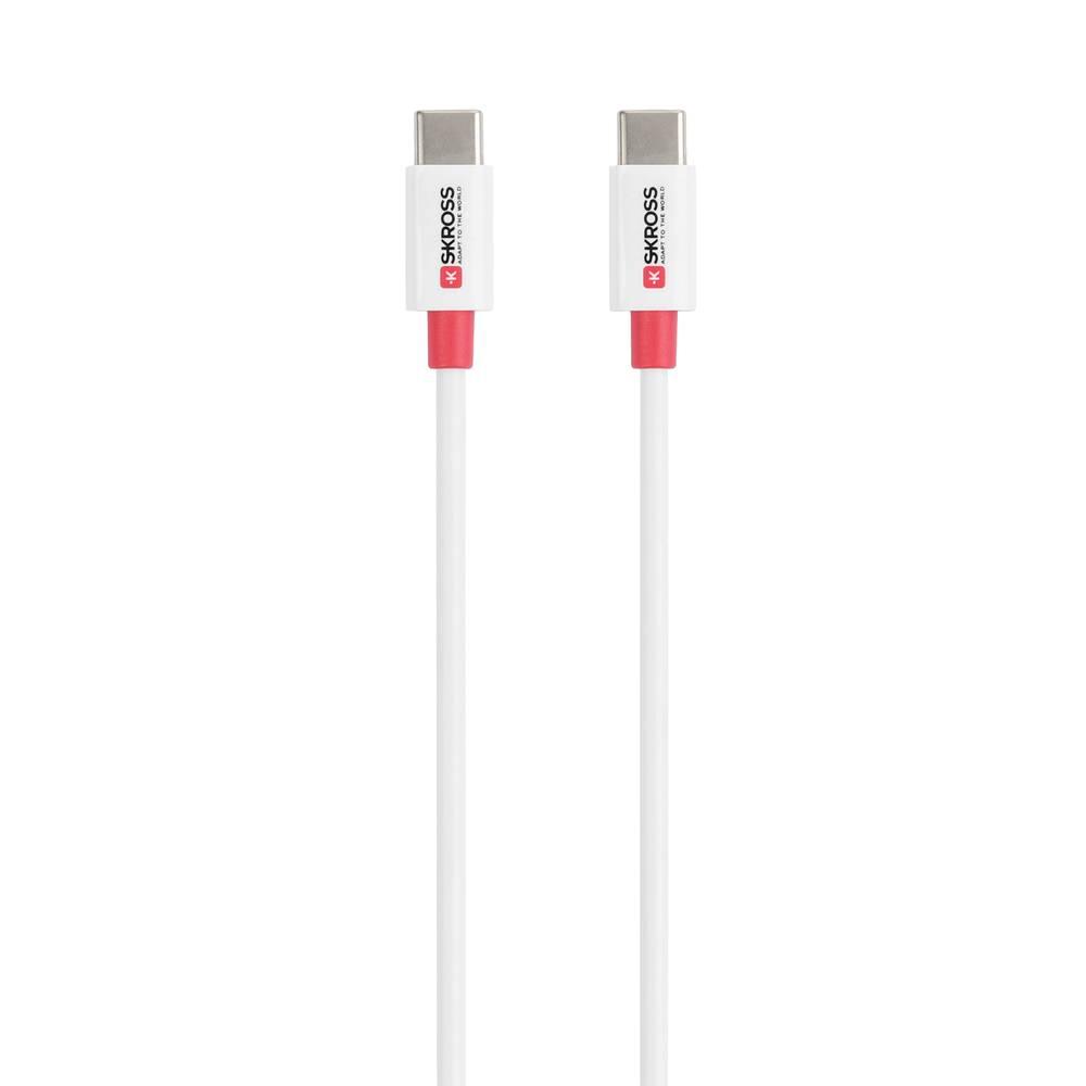 Кабел Skross, USB-C - USB-C 2.0 мъжко, 0.15 м, Бял