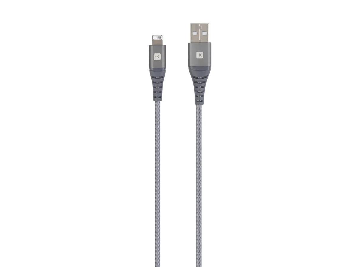 Кабел Skross, USB-A - Lightning, Метална оплетка, 1.20 м, Сив thumbnail 1