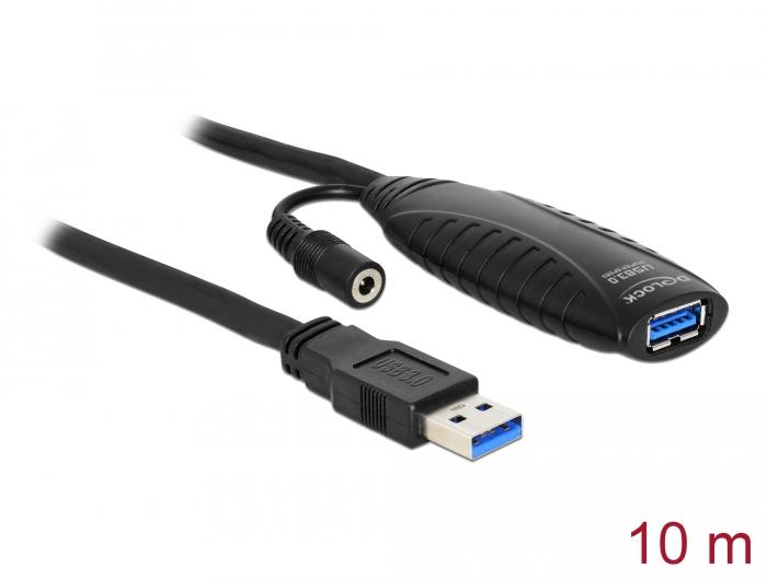 Удължителен кабел DeLock, Активен, USB-A мъжко - USB-A женско, USB 3.0, 10 м thumbnail 1