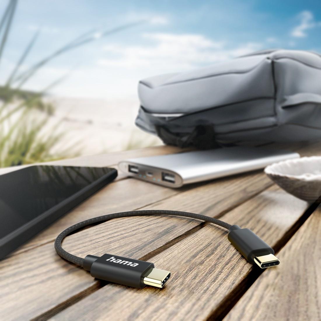 HAMA Кабел за зареждане, USB-C -USB-C, 0.2м, черен thumbnail 1