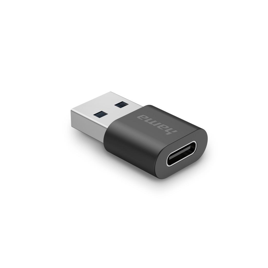 Адаптер HAMA USB-A мъжко - USB-C женско, USB 3.2 Gen 2, 10 Gbit/s, Черен