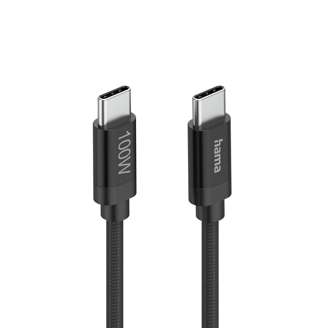 Hama Кабел за зареждане, "Fabric", USB-C - USB-C, 100 W, 1.5 m, Nylon, black thumbnail 2