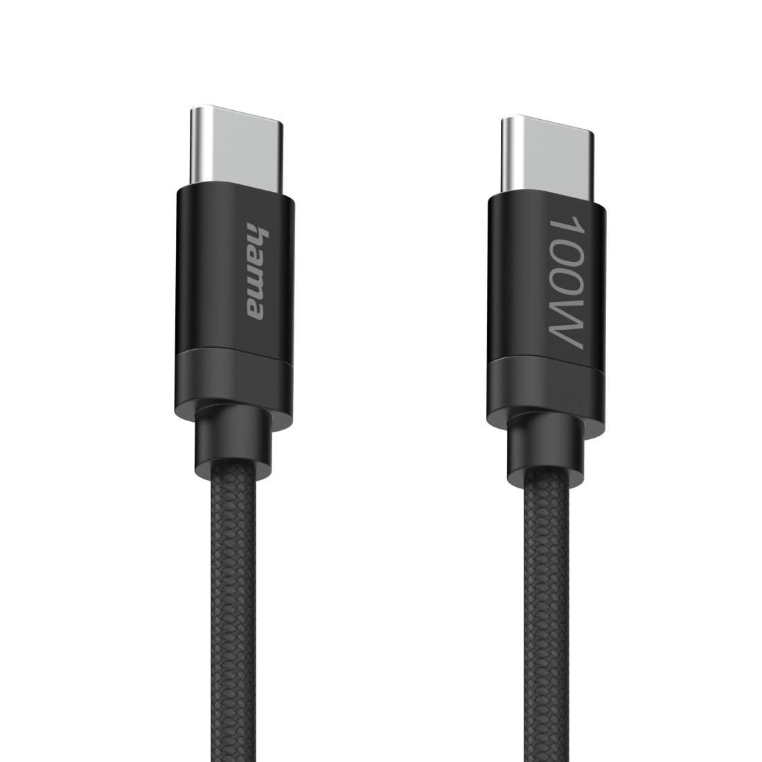 Hama Кабел за зареждане, "Fabric", USB-C - USB-C, 100 W, 1.5 m, Nylon, black thumbnail 4