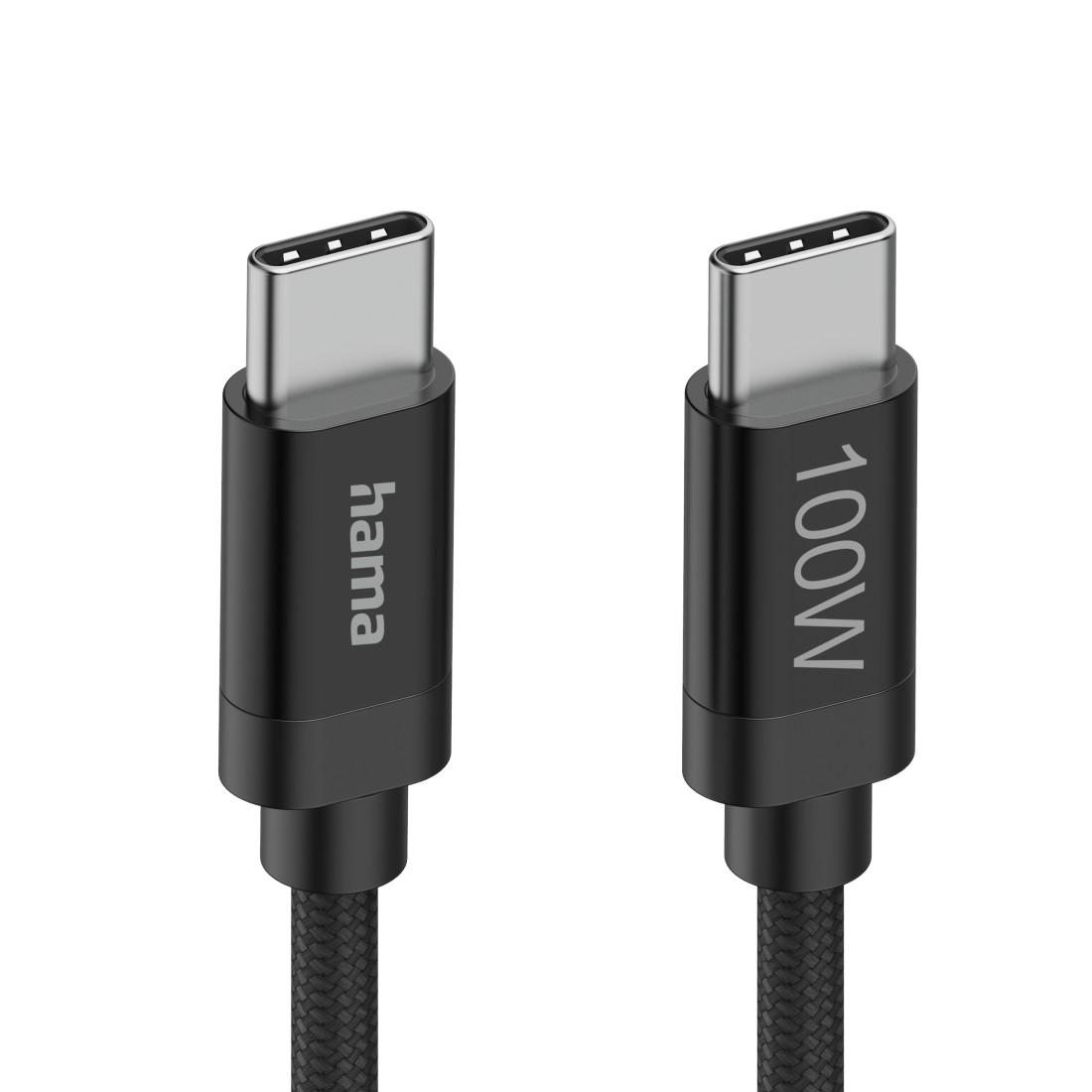 Hama Кабел за зареждане, "Fabric", USB-C - USB-C, 100 W, 1.5 m, Nylon, black thumbnail 5