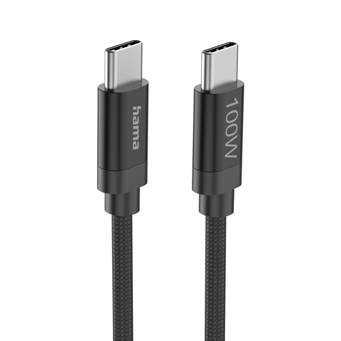 Hama Кабел за зареждане, "Fabric", USB-C - USB-C, 100 W, 3 m, Nylon, black thumbnail 5
