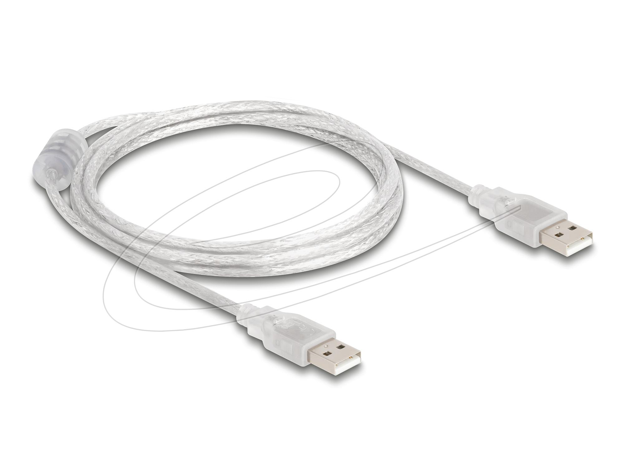 Кабел Delock USB-A мъжко - USB-A мъжко 1.5 m, прозрачен