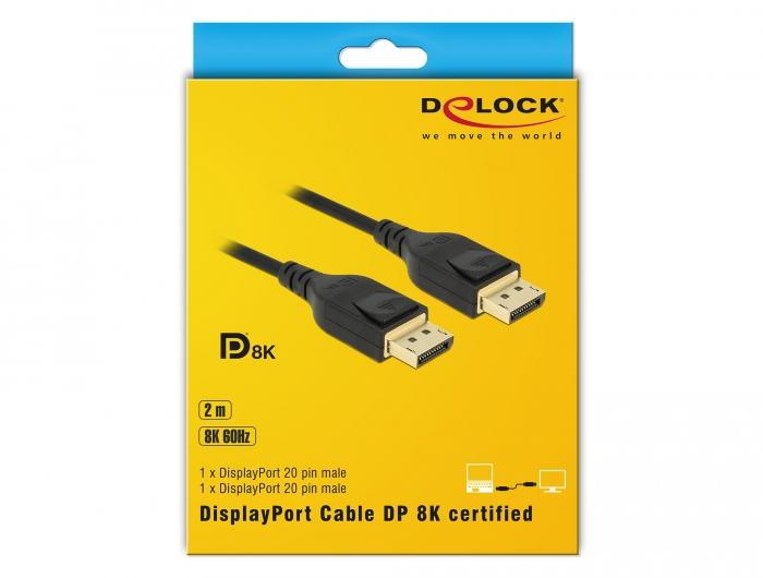 Кабел Delock  DisplayPort мъжко - DisplayPort мъжко, 2.0м, 8K 60 Hz, Черен thumbnail 4