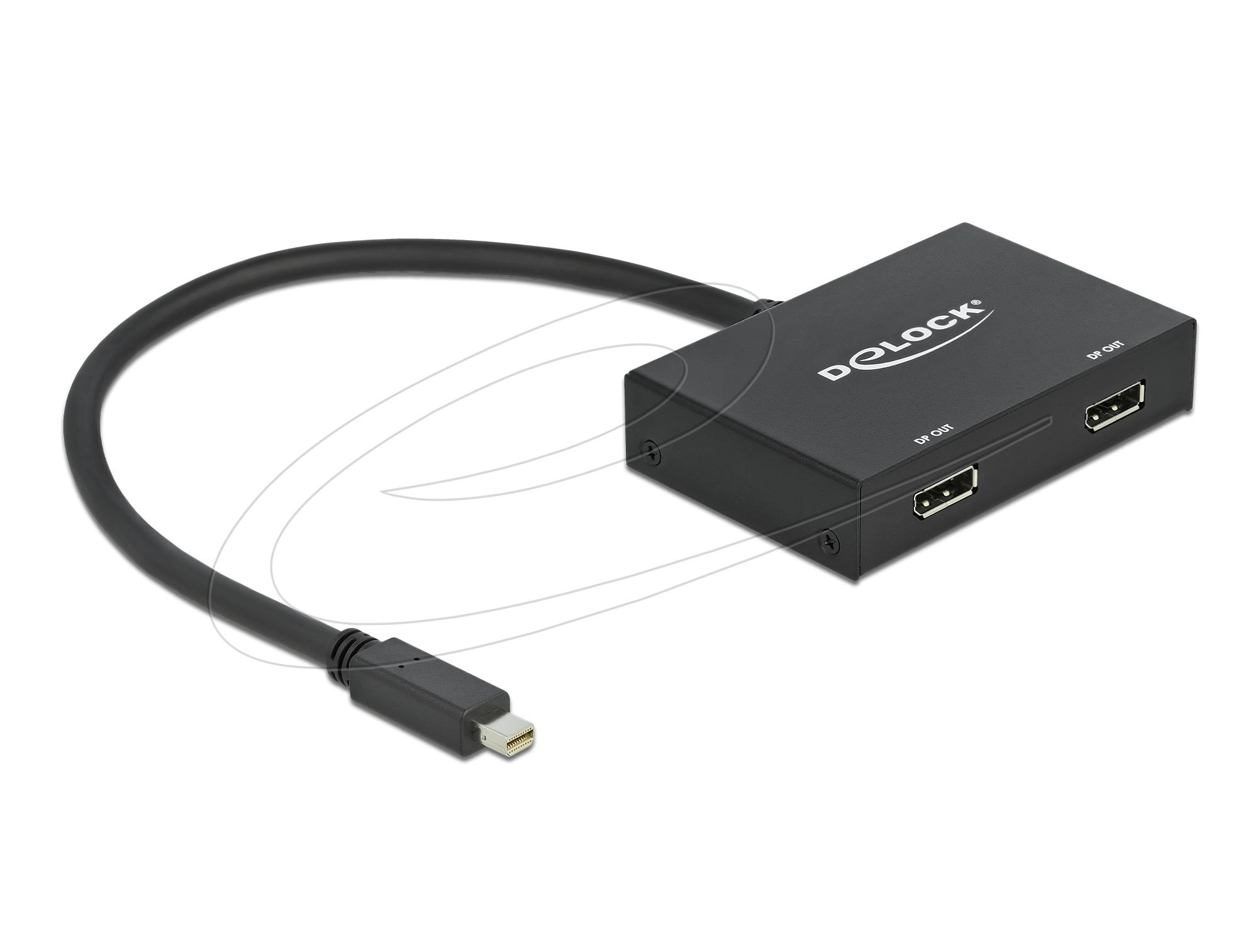 Delock Сплитер от mini Dsplay Port 1.2 мъжко към 2 x Display Port  4K женско