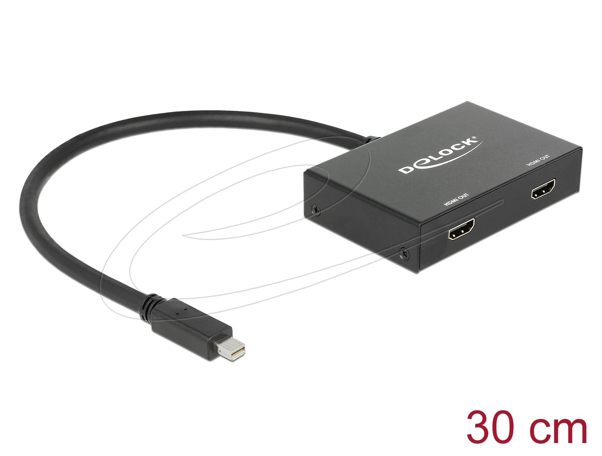 Delock Сплитер Display port 1.2 от mini Dsplay Port мъжко към 2 x HDMI 4K женско