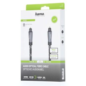 Оптичен аудио кабел HAMA ODT plug (Toslink), Метални накрайници, 1.5 м, Черен thumbnail 1
