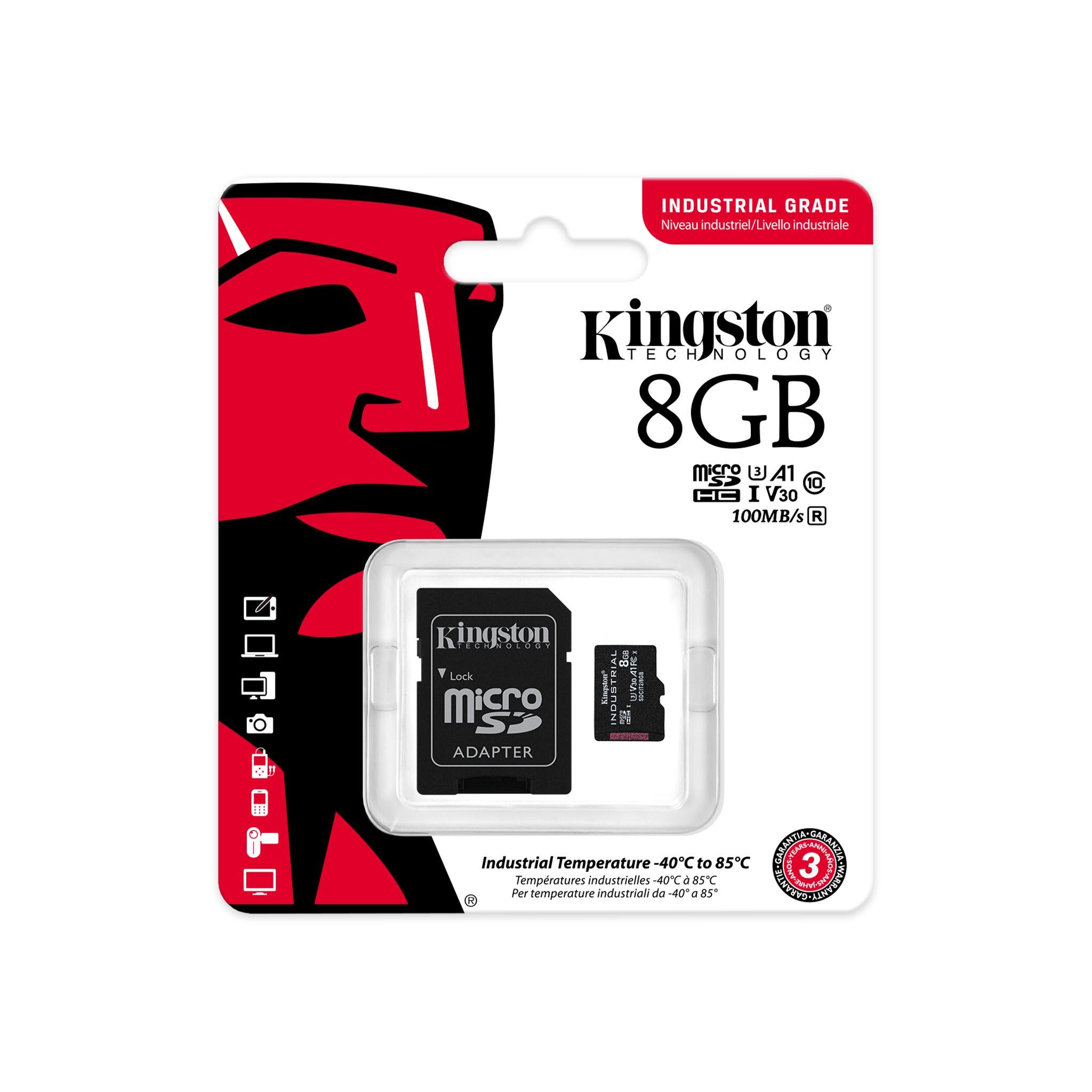 Карта памет Kingston Industrial microSDHC/SDXC 8GB, Class 10