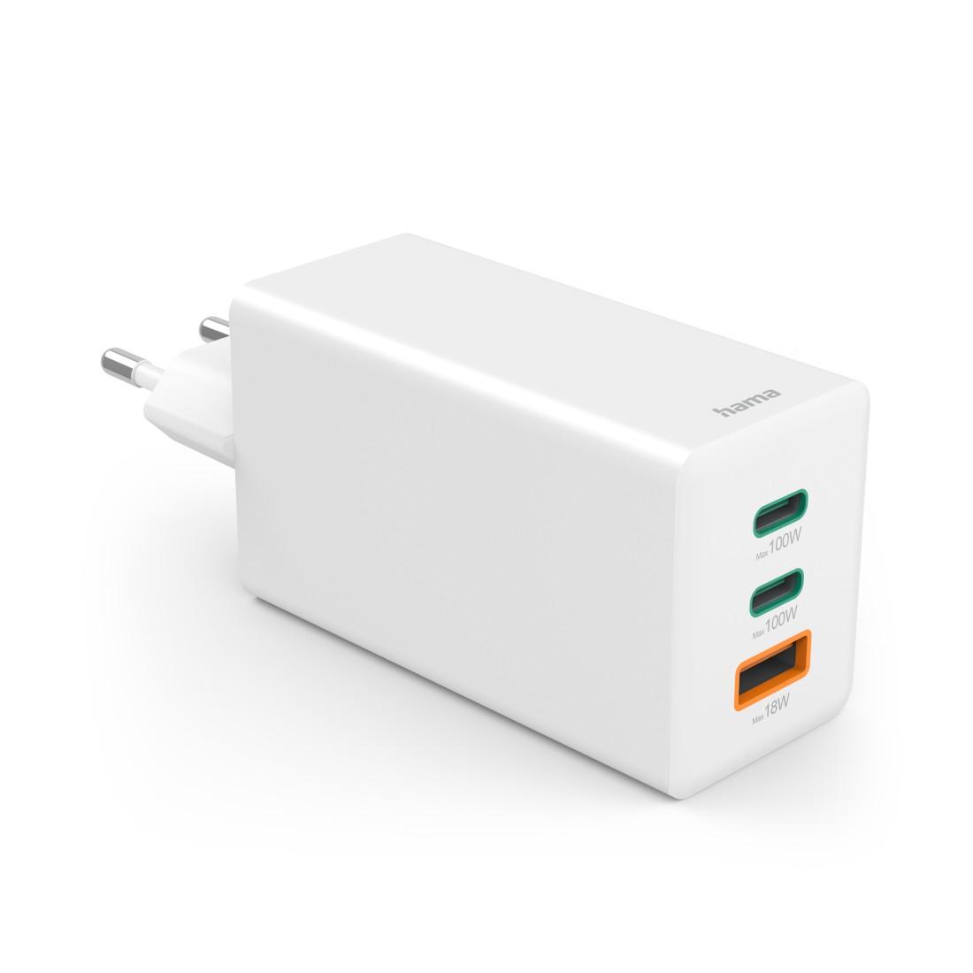 HAMA Бързо зарядно 220V, 100 W GaN, 2x USB-C PD, 1x USB-A QC thumbnail 1