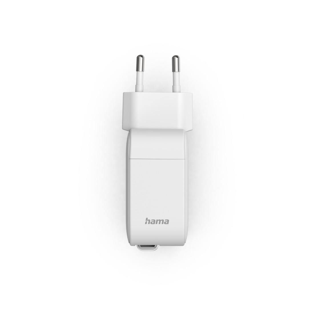 HAMA Бързо зарядно, 65 W, GaN, 2x USB-C, с разтегателен кабел 0.7м, бял thumbnail 3