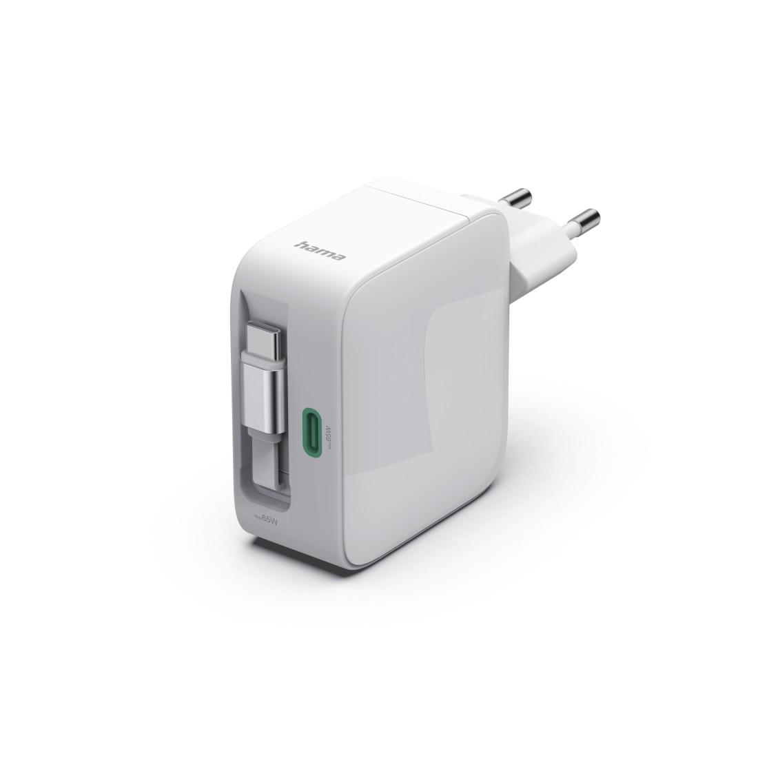 HAMA Бързо зарядно, 65 W, GaN, 2x USB-C, с разтегателен кабел 0.7м, бял thumbnail 6