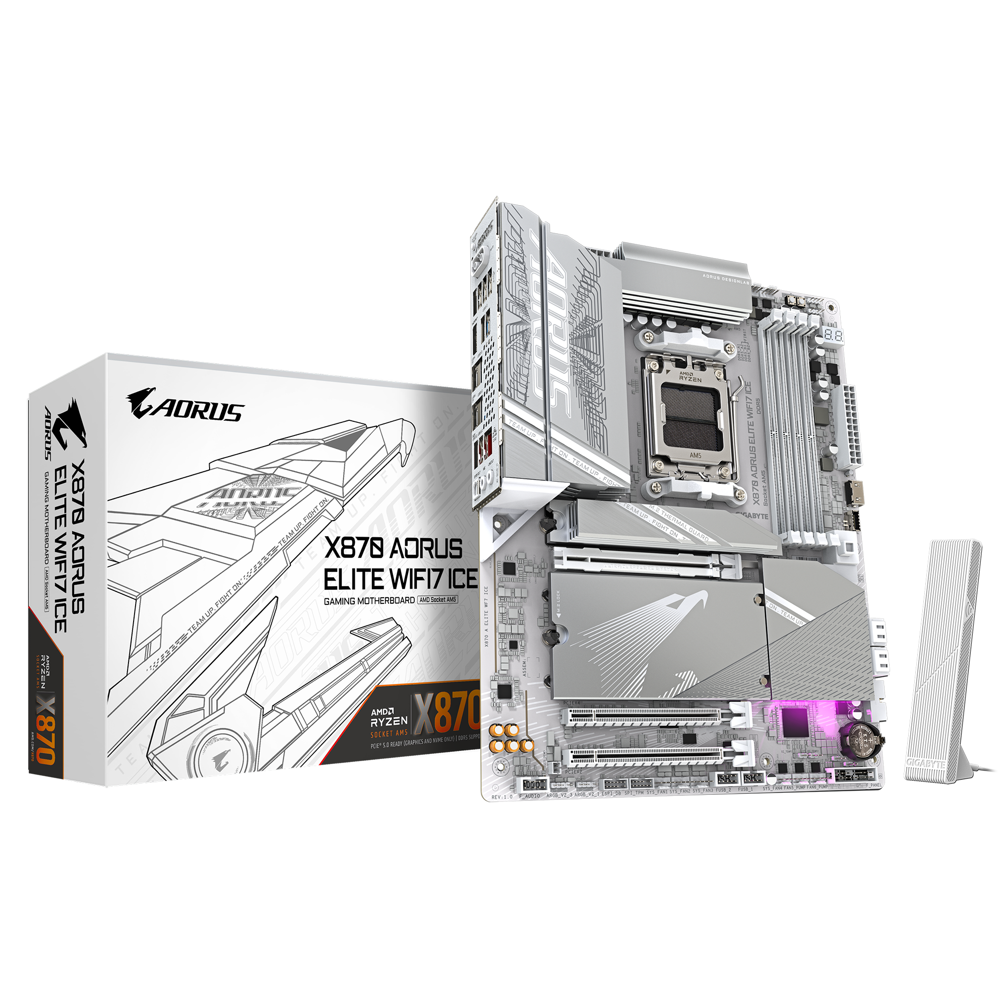 Дънна платка GIGABYTE X870 AORUS ELITE ICE WIFI 7, Socket AM5 thumbnail 5