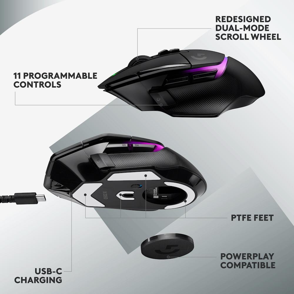 Геймърска мишка Logitech G502 X Plus Black Lightsync RGB thumbnail 6