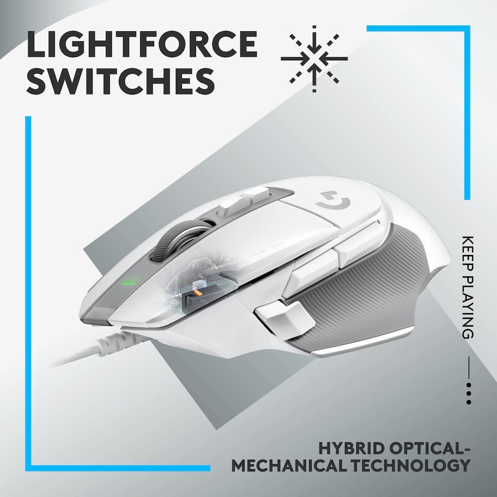 Геймърска мишка Logitech, G502 X, Оптична,  Жична, USB, Бяла thumbnail 1