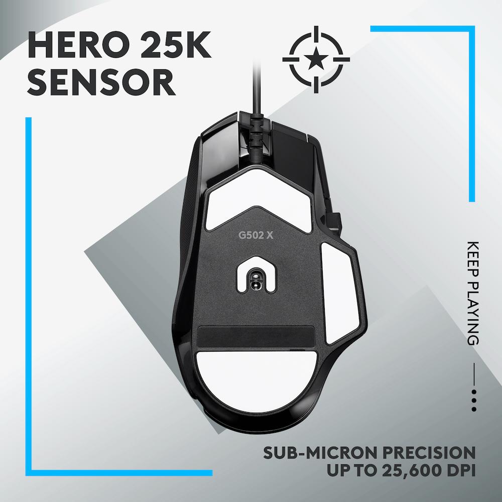 Геймърска мишка Logitech, G502 X, Оптична,  Жична, USB, Черна thumbnail 2