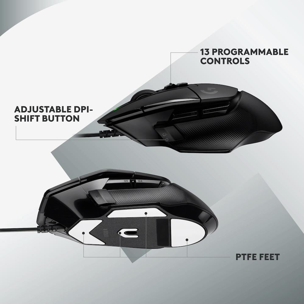 Геймърска мишка Logitech, G502 X, Оптична,  Жична, USB, Черна thumbnail 3
