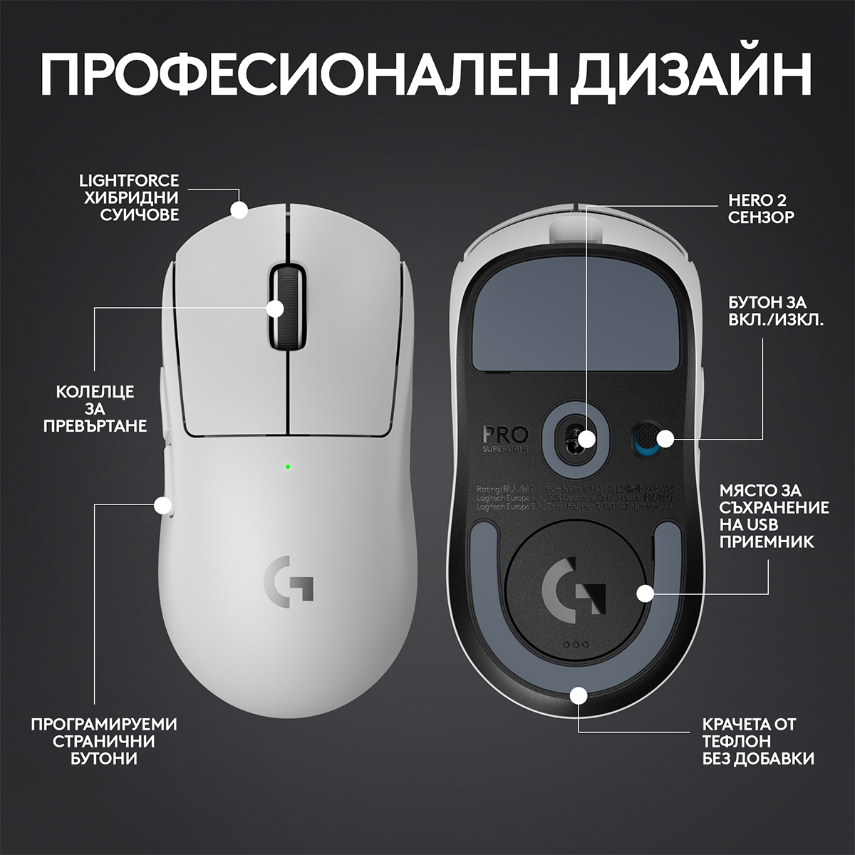 Геймърска мишка Logitech G Pro X Superlight 2 Wireless White thumbnail 5