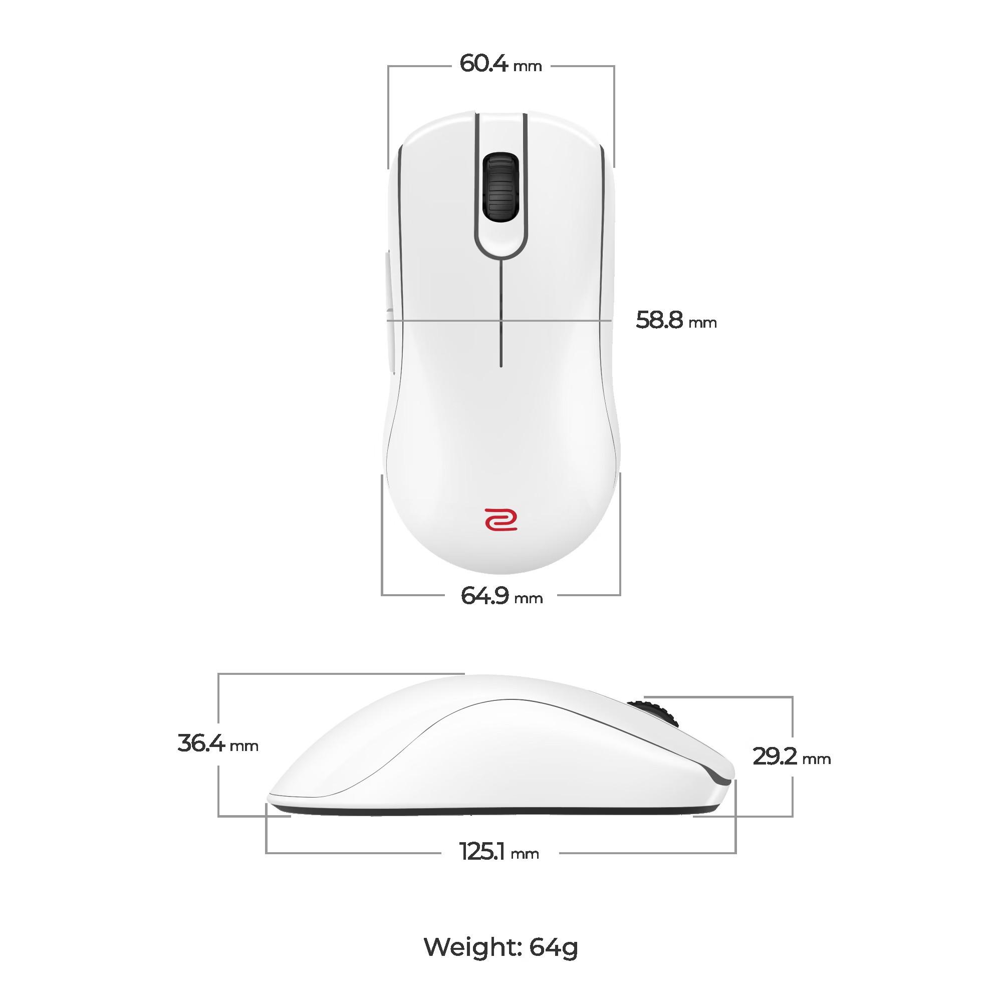 Геймърска безжична мишка ZOWIE FK2-DW 4K, бяла thumbnail 5