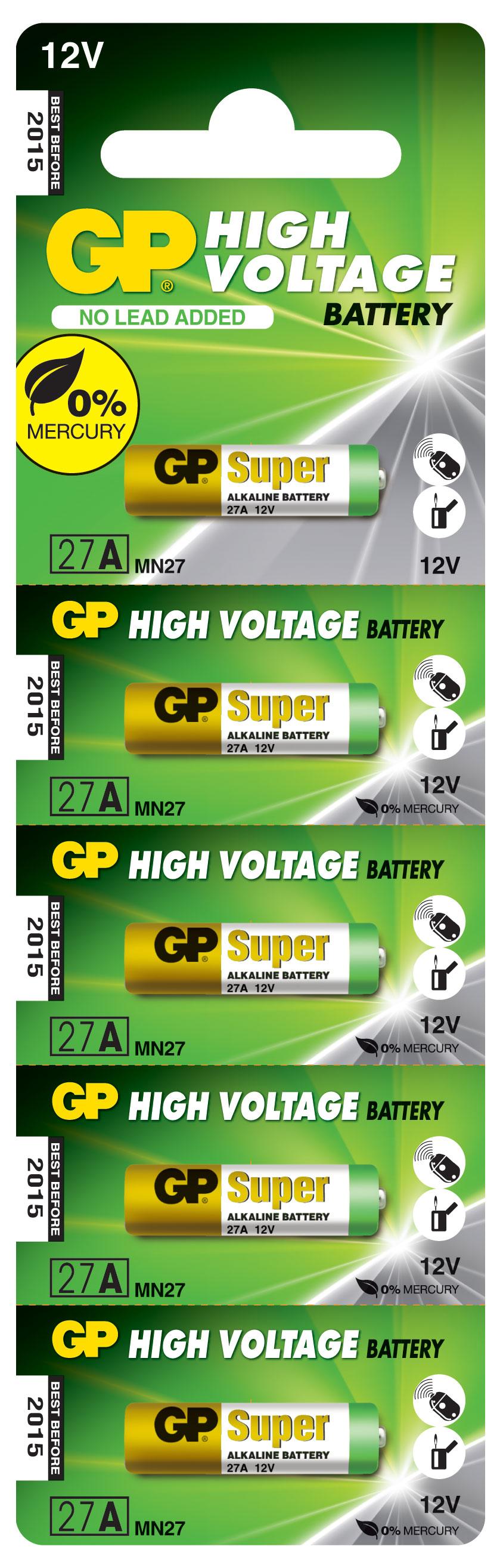 Алкална батерия GP 12 V /5бр./pack цена за 1 бр. батерия/ за аларми А27 thumbnail 1